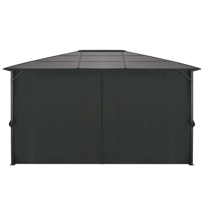 Gazebo with Curtain Aluminium 4x3x2.6 m Black