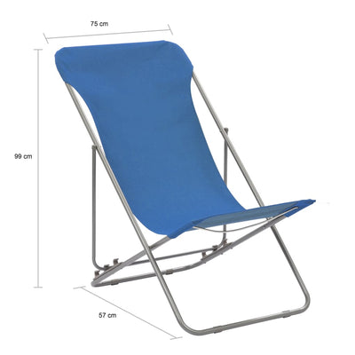 Folding Beach Chairs 2 pcs Steel and Oxford Fabric Blue