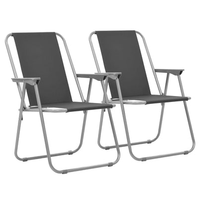 Folding Camping Chairs 2 pcs 52x59x80 cm Grey