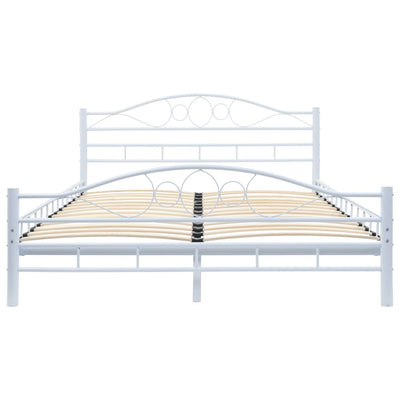 Bed Frame White Metal 137x187 cm Double Size