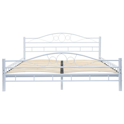 Bed Frame White Metal 153x203 cm Queen Size