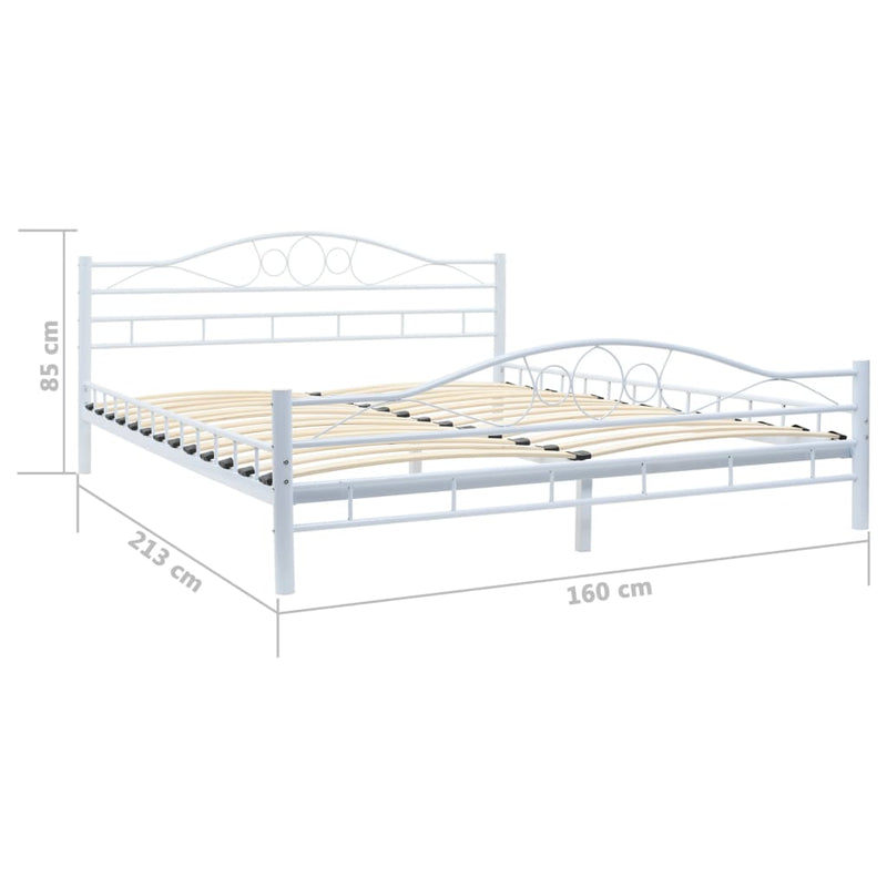 Bed Frame White Metal 153x203 cm Queen Size