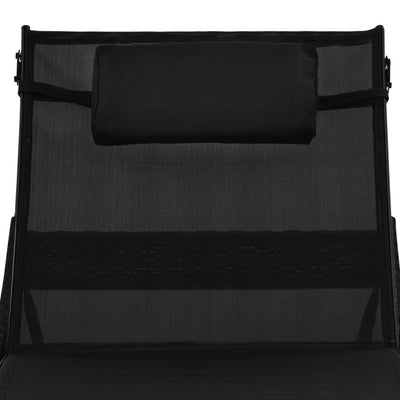 Sun Loungers 2 pcs with Table Poly Rattan and Textilene Black