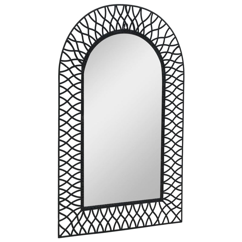 Garden Wall Mirror Arched 50x80 cm Black