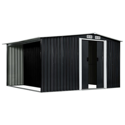 Garden Shed with Sliding Doors Anthracite 329.5x259x178 cm Steel