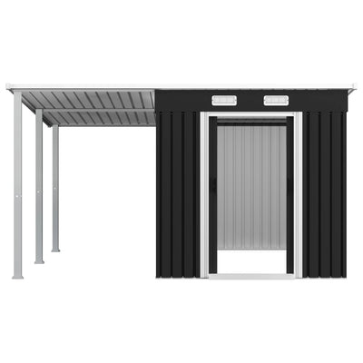 Garden Shed with Extended Roof Anthracite 336x270x181 cm Steel