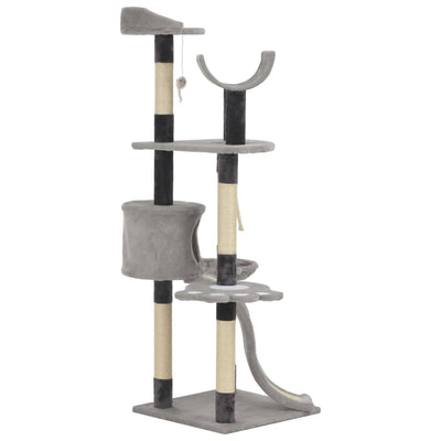 Cat Tree with Sisal Scratching Posts Grey 145 cm