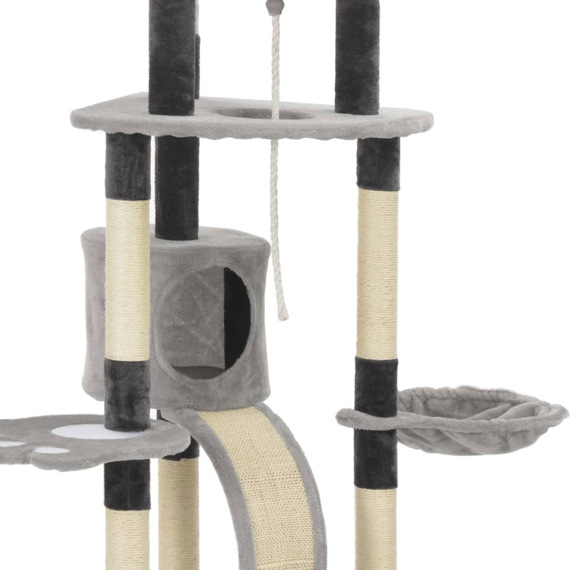 Cat Tree with Sisal Scratching Posts Grey 145 cm