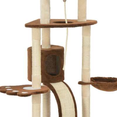 Cat Tree with Sisal Scratching Posts Brown 145 cm
