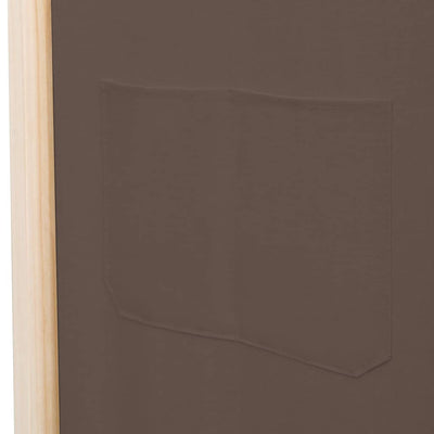 5-Panel Room Divider Brown 200x170x4 cm Fabric
