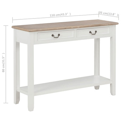 Console Table White 110x35x80 cm Wood