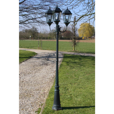 Garden Light Post 3-arms 230 cm Dark Green/Black Aluminium - Payday Deals
