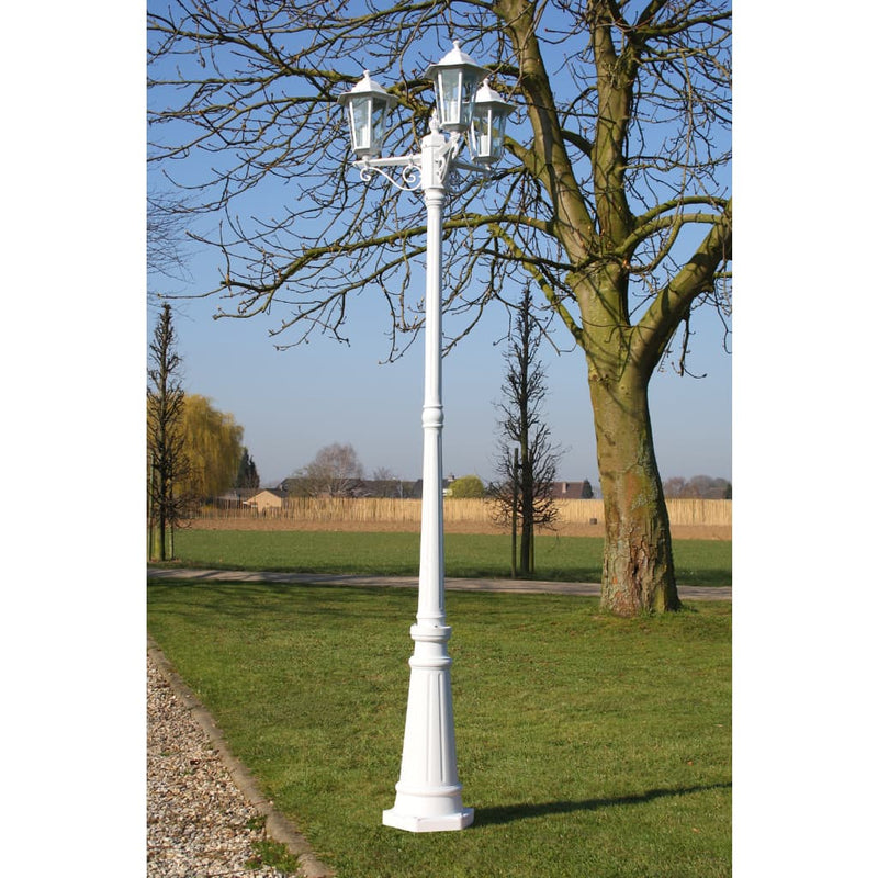Garden Light Post 3-arms 215 cm White Aluminium - Payday Deals