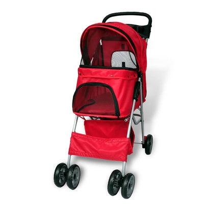 Pet Stroller Travel Carrier Red Folding