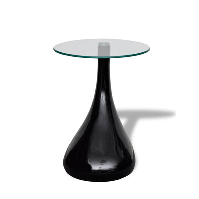 Coffee Table with Round Glass Top High Gloss Black - Payday Deals