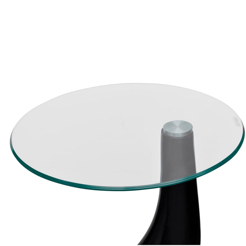 Coffee Table with Round Glass Top High Gloss Black - Payday Deals