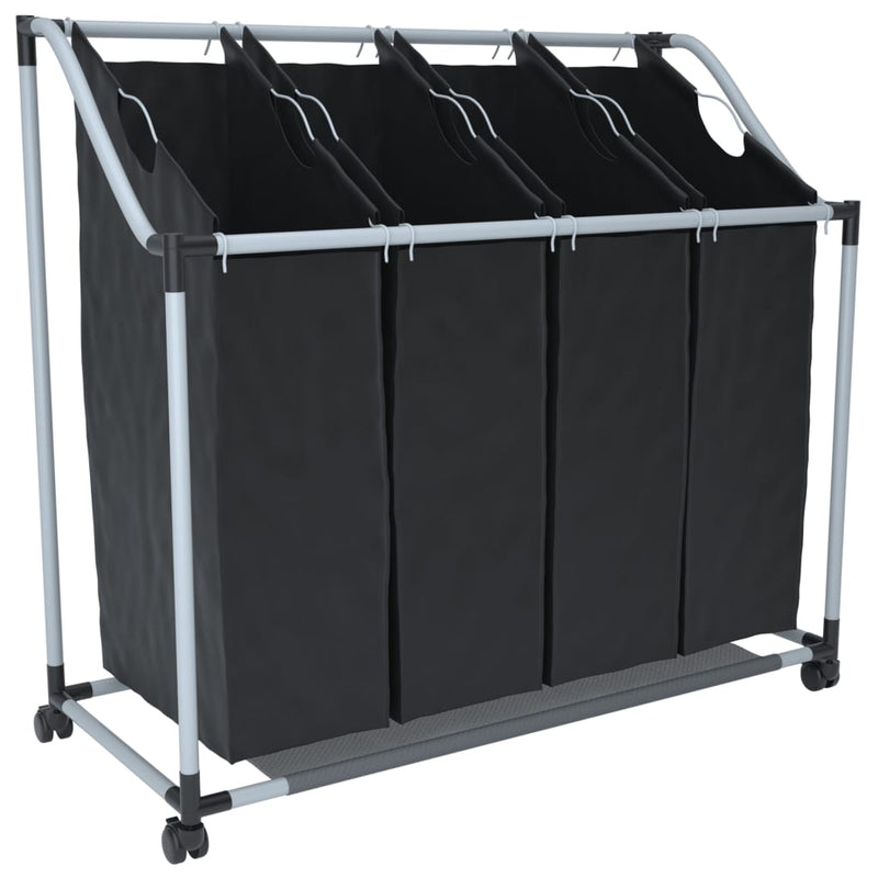 Laundry sorter with 4 bags black grey - Payday Deals