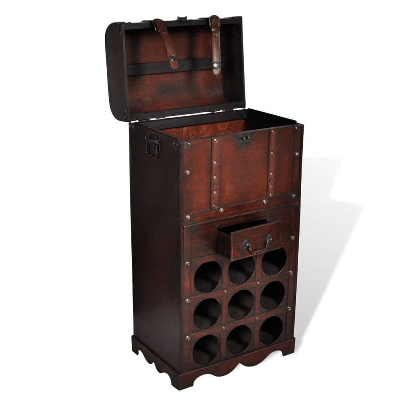 Wooden Wine Rack for 9 Bottles with Storage - Payday Deals