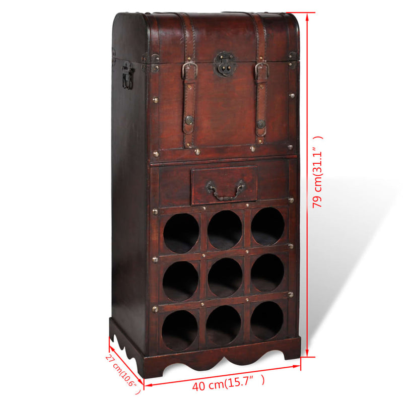 Wooden Wine Rack for 9 Bottles with Storage - Payday Deals