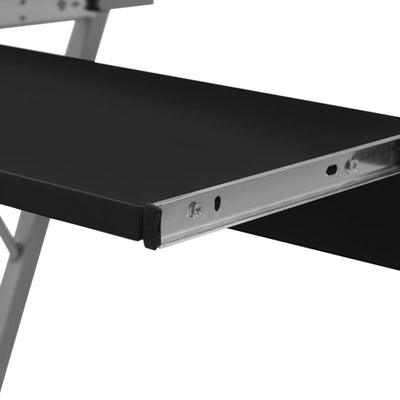 Compact Computer Desk with Pull-out Keyboard Tray Black