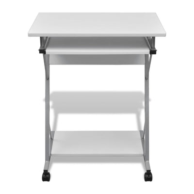 Compact Computer Desk with Pull-out Keyboard Tray White - Payday Deals