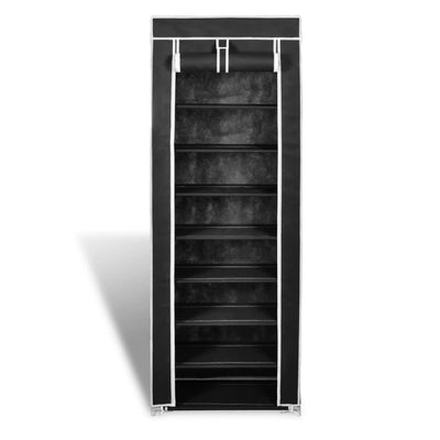 Fabric Shoe Cabinet with Cover 162 x 57 x 29 cm Black - Payday Deals