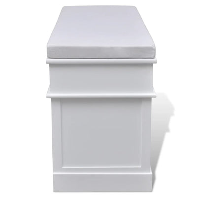 White Storage & Entryway Bench with Cushion Top 2 Draw 3 Crate - Payday Deals