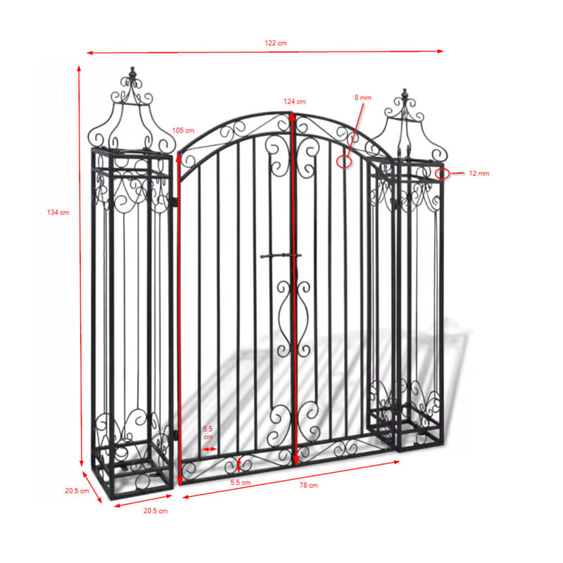 Ornamental Garden Gate Wrought Iron 122x20.5x134 cm