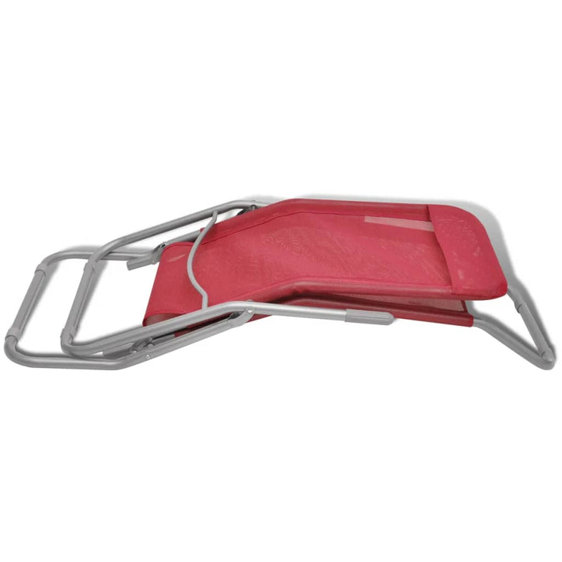 Sun Loungers 2 pcs Steel Frame and Textilene Red