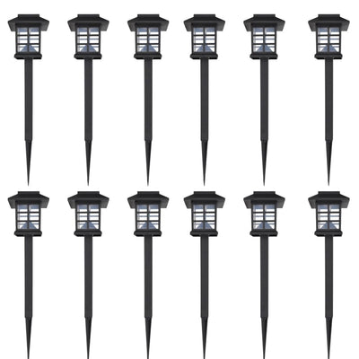 Outdoor Solar Lamp LED Light Set 12 pcs with Spike 8.6 x 8.6 x 38 cm