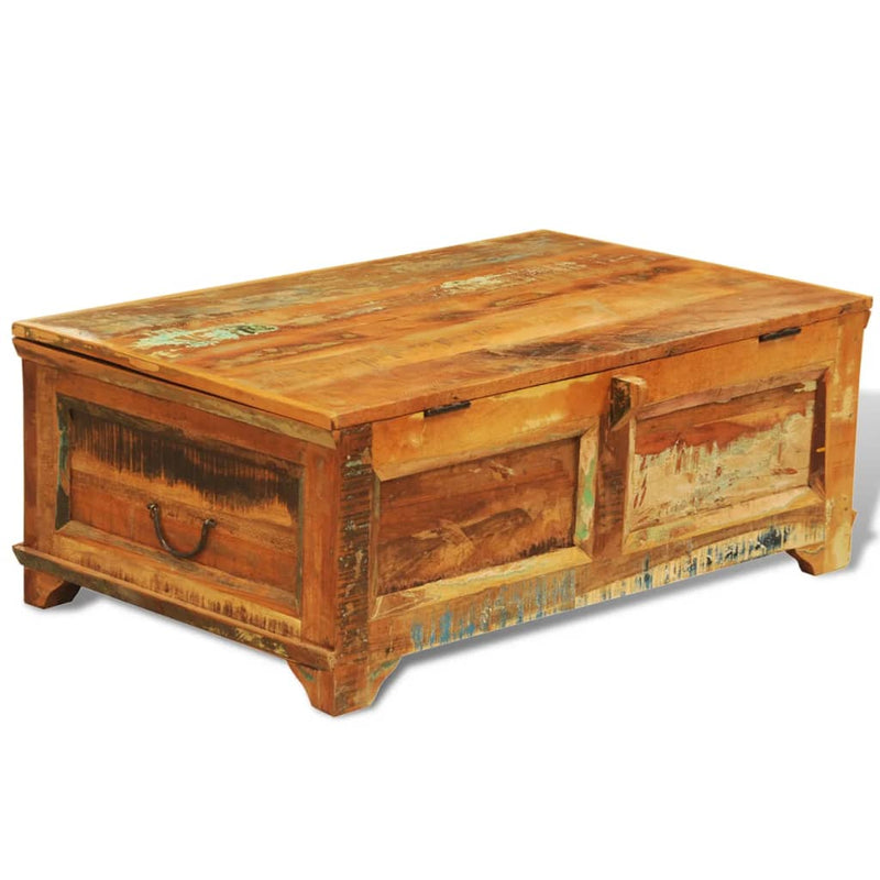 Coffee Table with Storage Vintage Reclaimed Wood