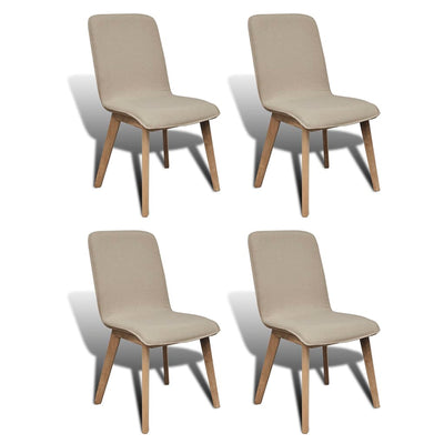 Dining Chairs 4 pcs Beige Fabric and Solid Oak Wood - Payday Deals