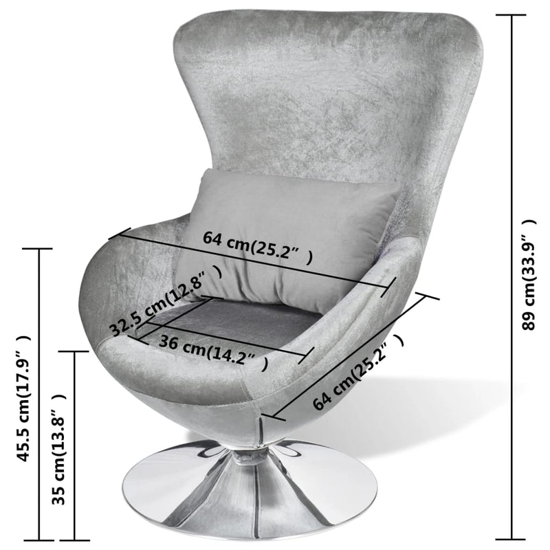 Armchair with Egg Shape Silver