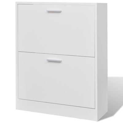 Shoe Cabinet with 2 Compartments Wooden White