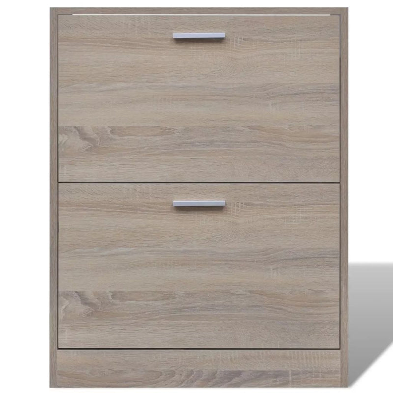 Oak Look Wooden Shoe Cabinet with 2 Compartments - Payday Deals