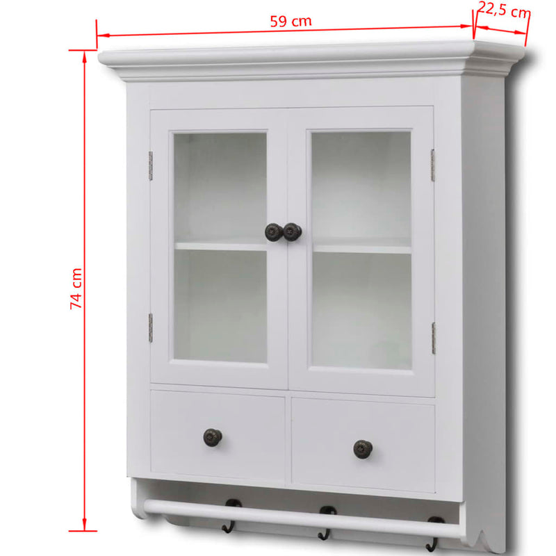 Wooden Kitchen Wall Cabinet with Glass Door White - Payday Deals