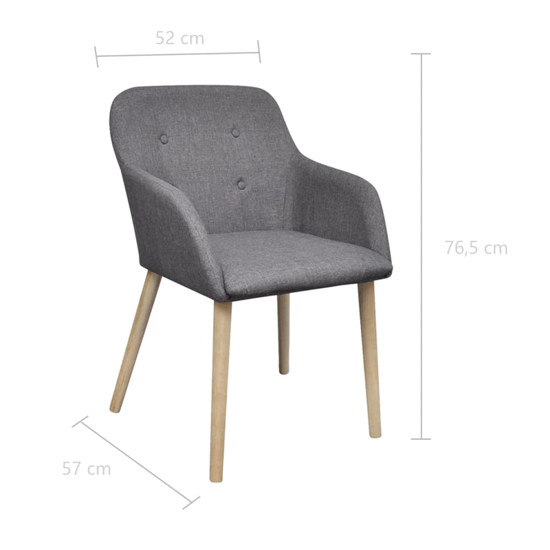 Dining Chairs 4 pcs Light Grey Fabric and Solid Oak Wood