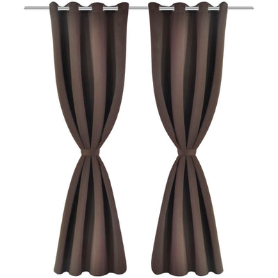 2 pcs Brown Blackout Curtains with Metal Rings 135 x 245 cm