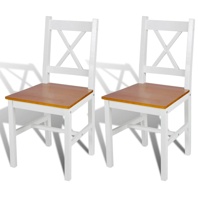 Dining Chairs 2 pcs White Pinewood - Payday Deals