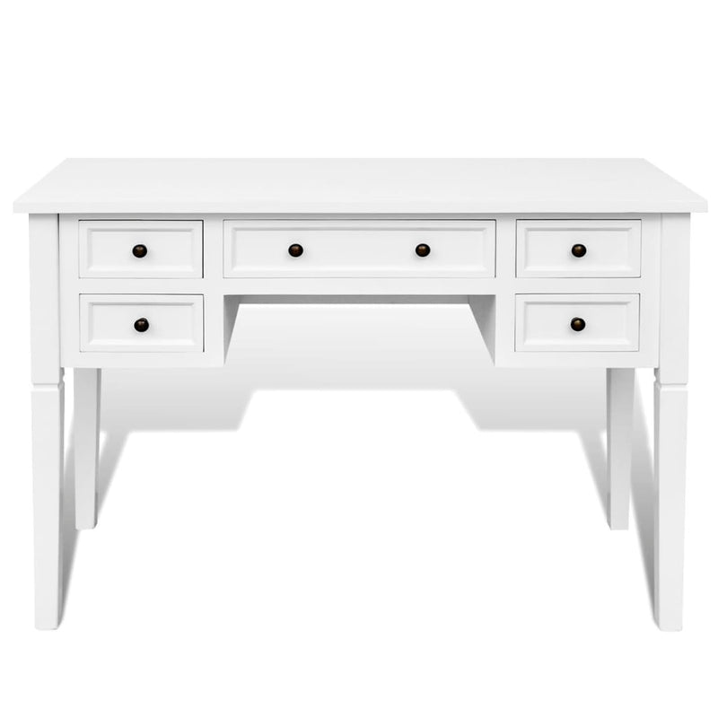 White Writing Desk with 5 Drawers - Payday Deals