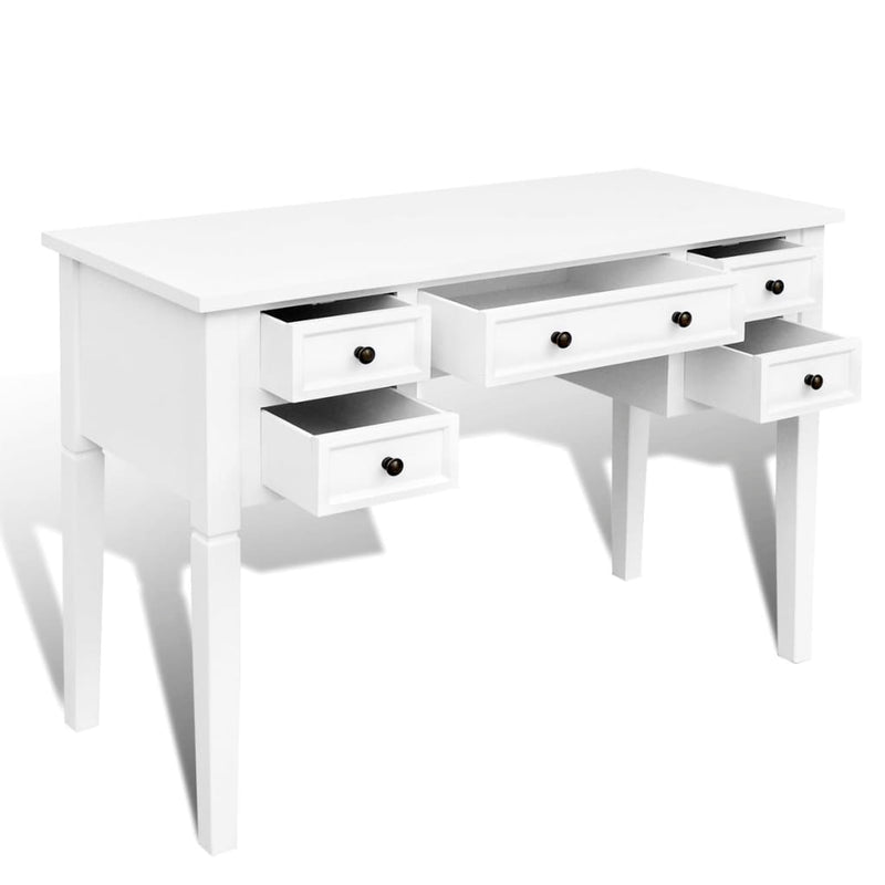 White Writing Desk with 5 Drawers - Payday Deals