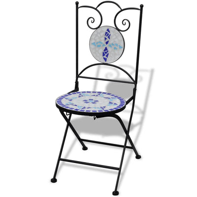 Folding Bistro Chairs 2 pcs Ceramic Blue and White