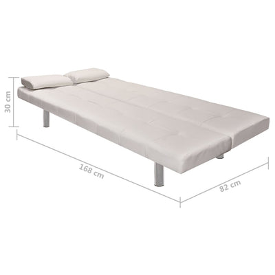 Sofa Bed with Two Pillows Artificial Leather Adjustable Cream White - Payday Deals