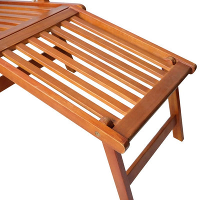 Outdoor Deck Chair with Footrest Solid Acacia Wood