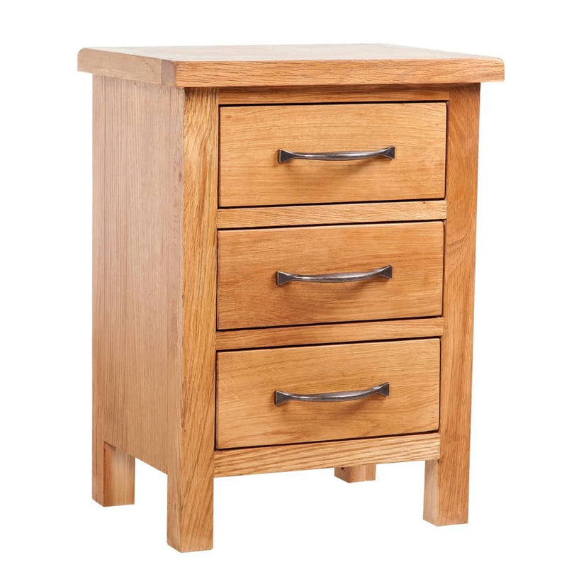Nightstand with 3 Drawers 40x30x54 cm Solid Oak Wood - Payday Deals