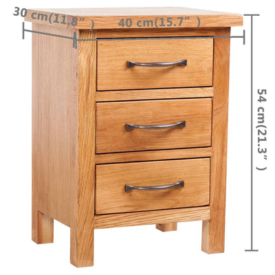 Nightstand with 3 Drawers 40x30x54 cm Solid Oak Wood - Payday Deals