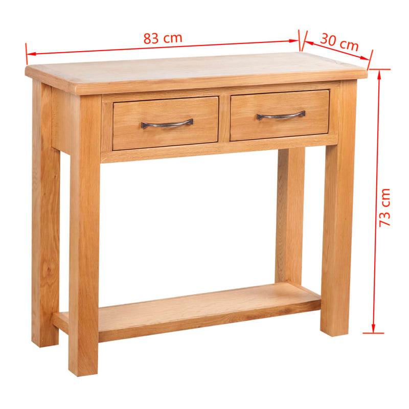 Console Table with 2 Drawers 83x30x73 cm Solid Oak Wood - Payday Deals