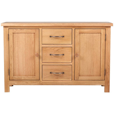 Sideboard with 3 Drawers 110x33.5x70 cm Solid Oak Wood - Payday Deals