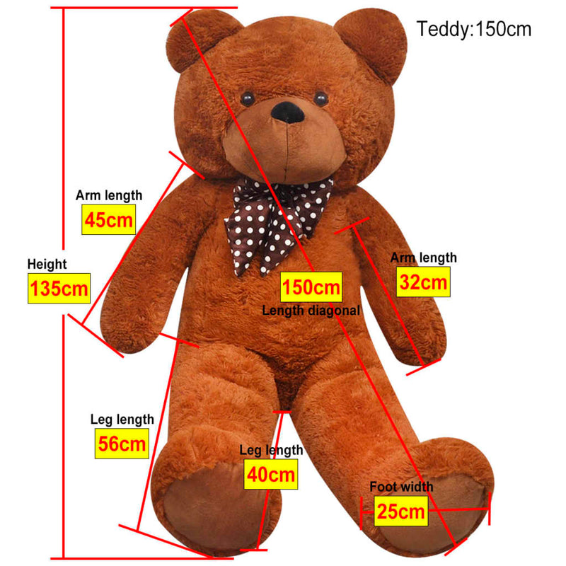 XXL Soft Plush Teddy Bear Toy Brown 135 cm