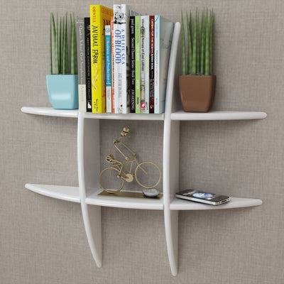 White MDF Floating Wall Display Shelf Book/DVD Storage - Payday Deals